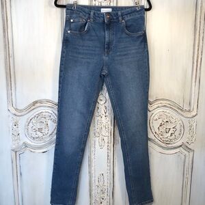 WAREHOUSE Brand Slim Straight High Waist Medium Wash Jeans Size 28
